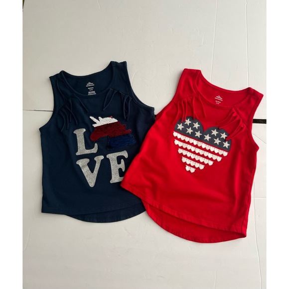 Celebrate Patriotic Girls Bundle of Two Tank Top Red and Blue Size XS 4/5 - Picture 1 of 9